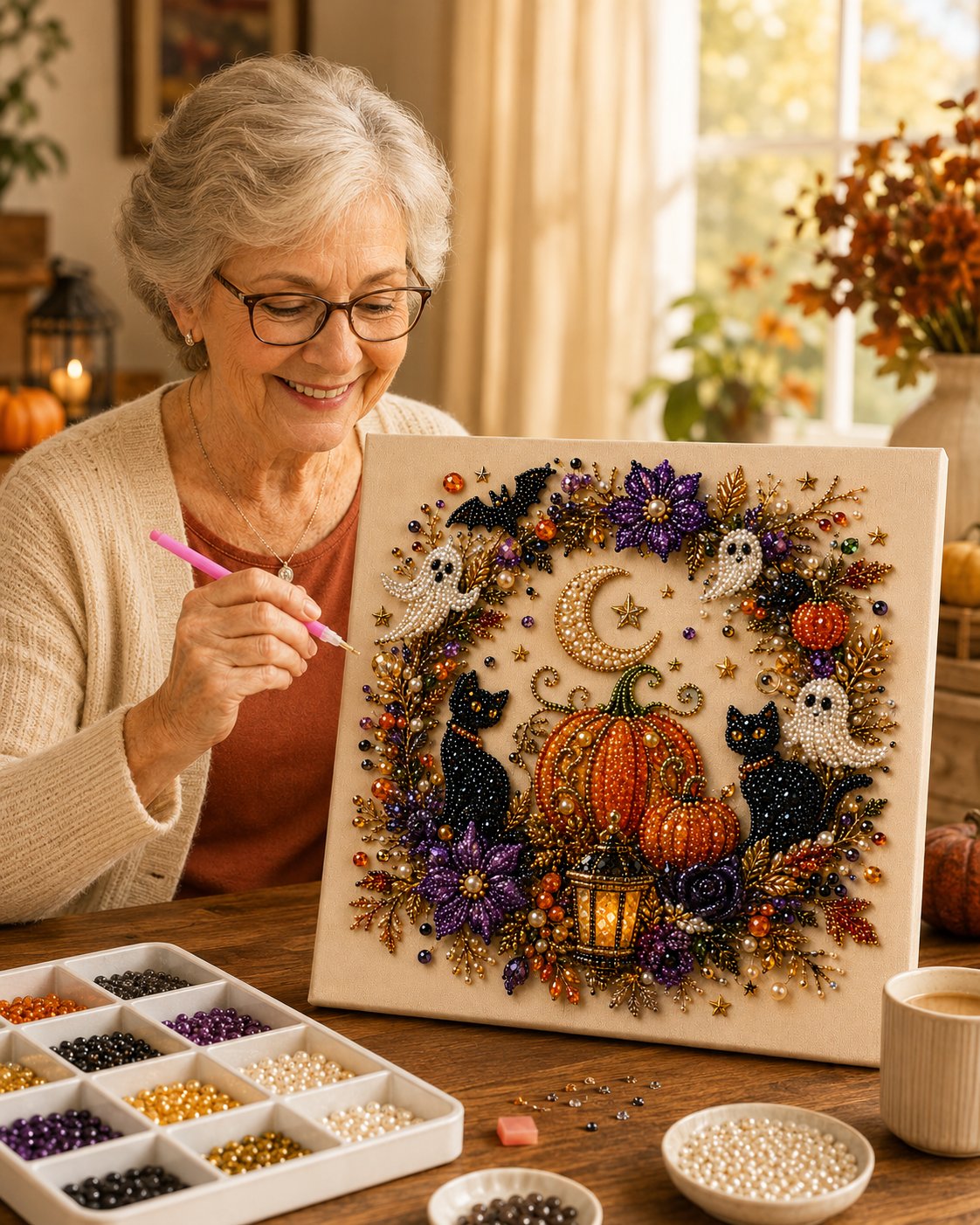 🎃 Early Halloween Special — 57% OFF Halloween Pearl Art DIY Kit – Turn Tiny Pearls into Spooky-Cute Magic
