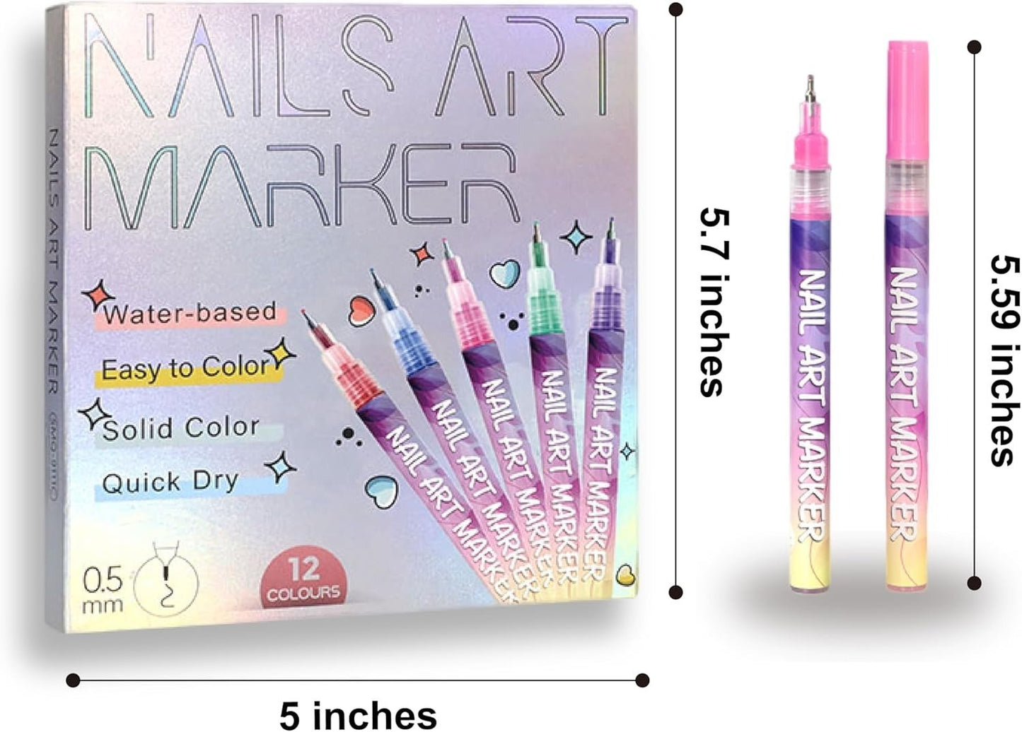 ⚡🎨12 Colors Nail Art Pens Set