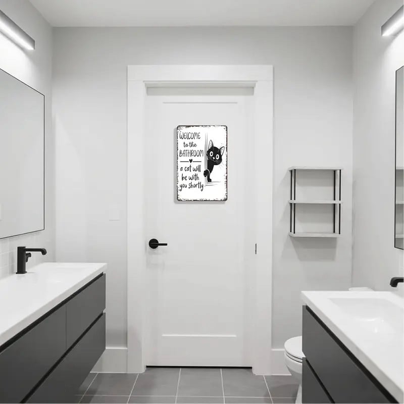 Vintage Black & White Cat Wall Art