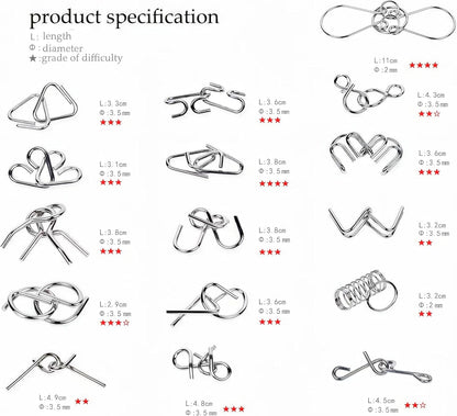 24-Piece Metal Brain Puzzle Set