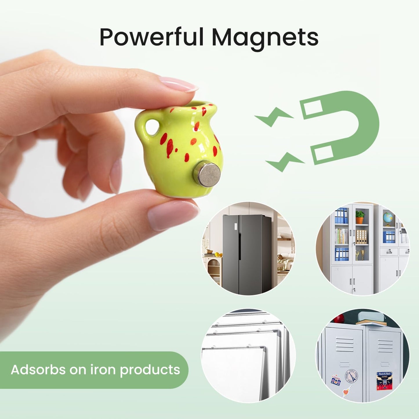 🌸 Tiny Ceramic Plant Magnets – Brighten Your Fridge