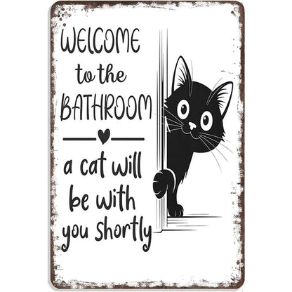 Vintage Black & White Cat Wall Art
