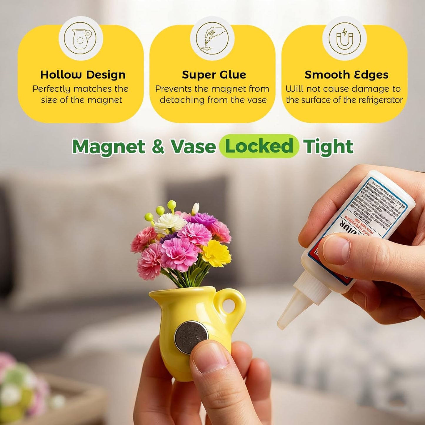 🌸 Tiny Ceramic Plant Magnets – Brighten Your Fridge