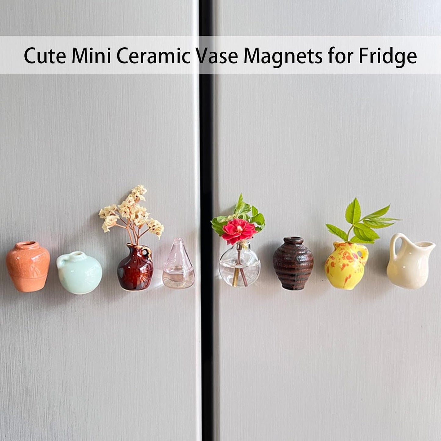 🌸 Tiny Ceramic Plant Magnets – Brighten Your Fridge