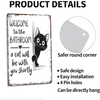 Vintage Black & White Cat Wall Art