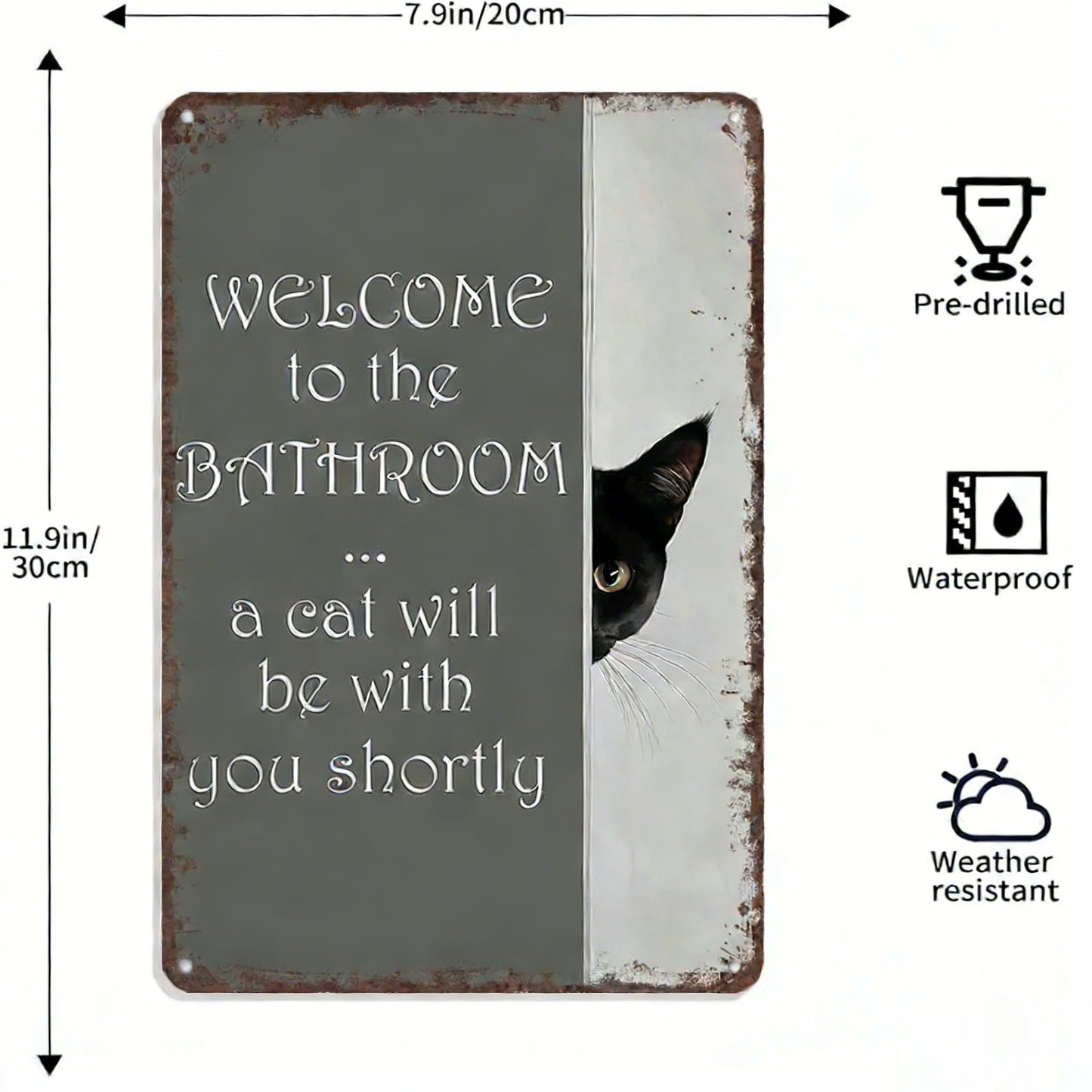 Vintage Black & White Cat Wall Art