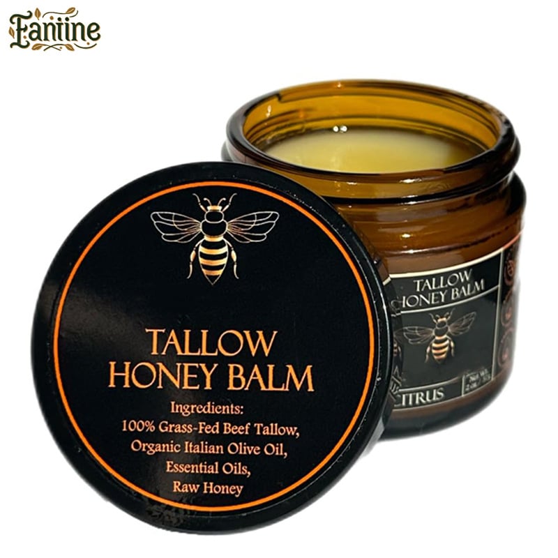 🌿 Organic Grass-Fed Beef Tallow Balm with Raw Honey - Handmade All-Natural Moisturizer for Soft, Smooth, Radiant Skin