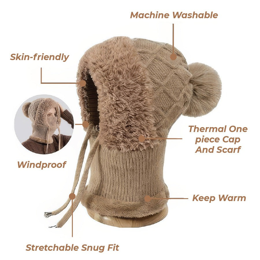 Women’s 3-in-1 Thermal Knit Winter Hood (Hat + Scarf + Face Cover)