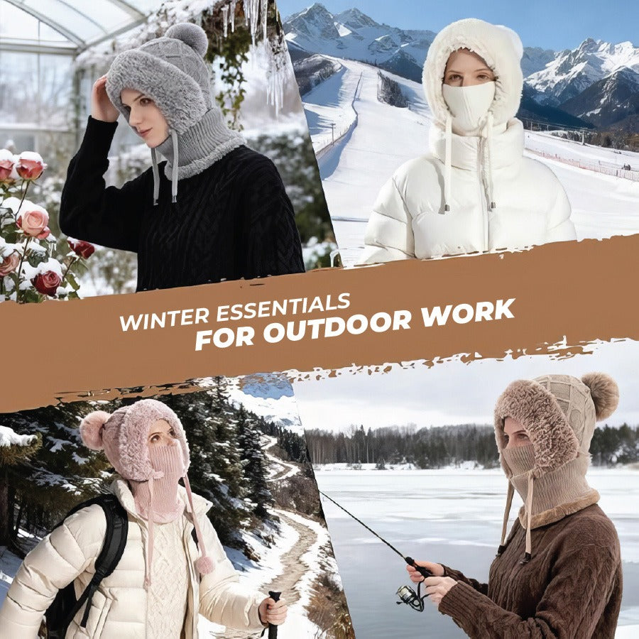 Women’s 3-in-1 Thermal Knit Winter Hood (Hat + Scarf + Face Cover)