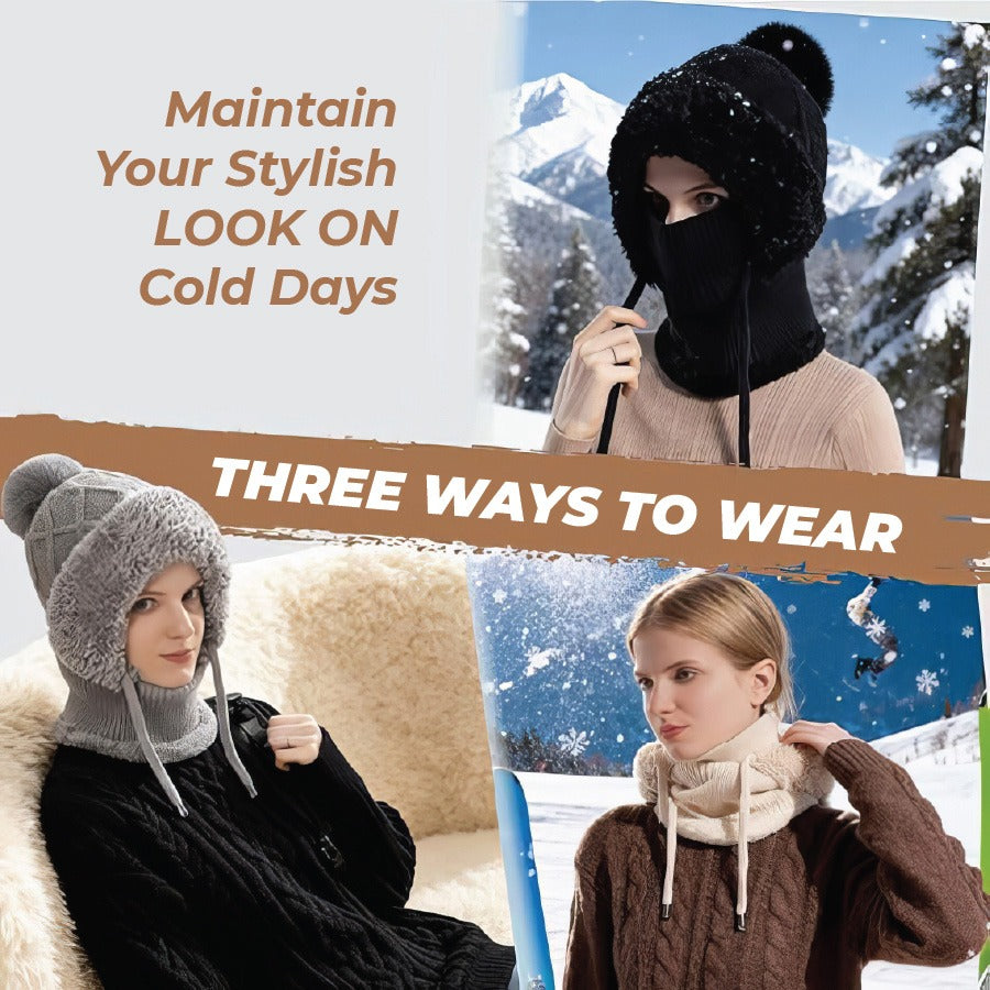 Women’s 3-in-1 Thermal Knit Winter Hood (Hat + Scarf + Face Cover)